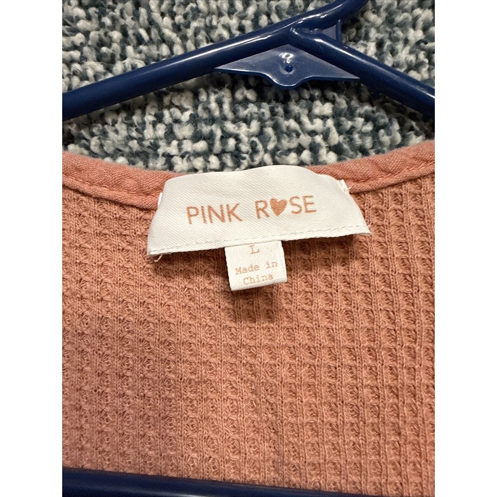 Pink Rose Women's Size Large Waffle Knit Babydoll Tank Top - Picture 2 of 12